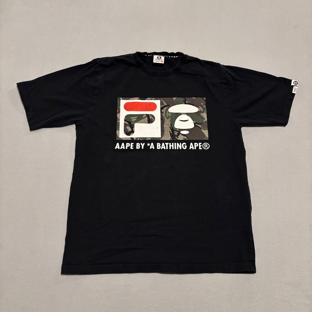Aape By Clothing Ape x‎ Fila Mens Large Black Grahpic Short Sleeves Streetwear